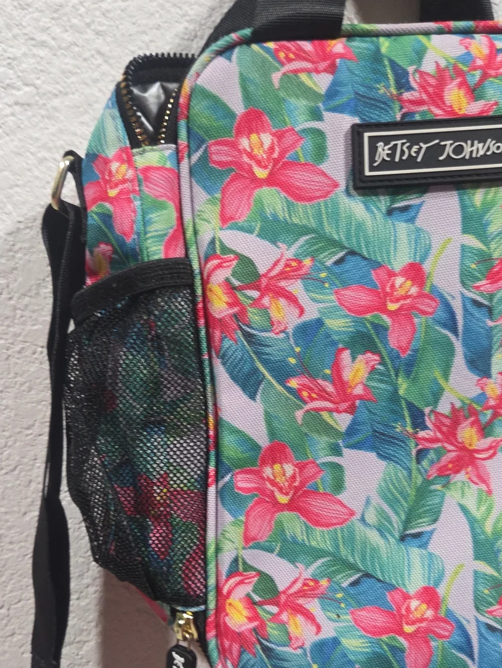 Betsey Johnson Floral Messenger Bag — Pink, Green & Blue